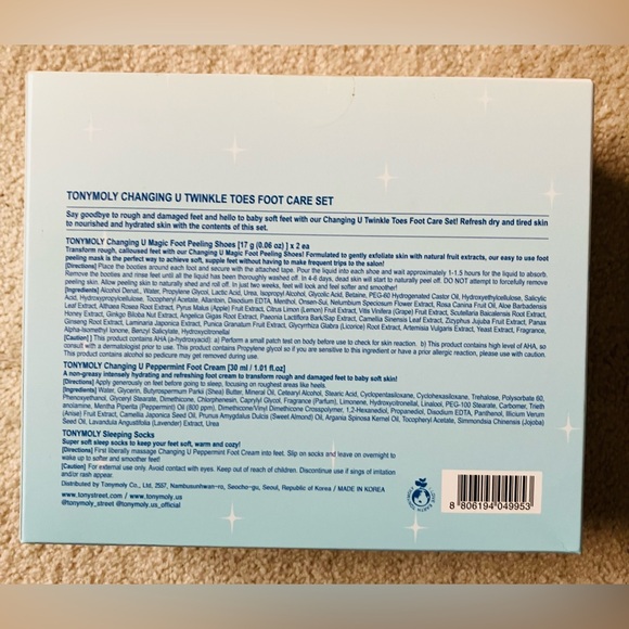 Tonymoly Changing U Twinkle Toes Foot Care Set Unopened Unisex - Picture 2 of 5